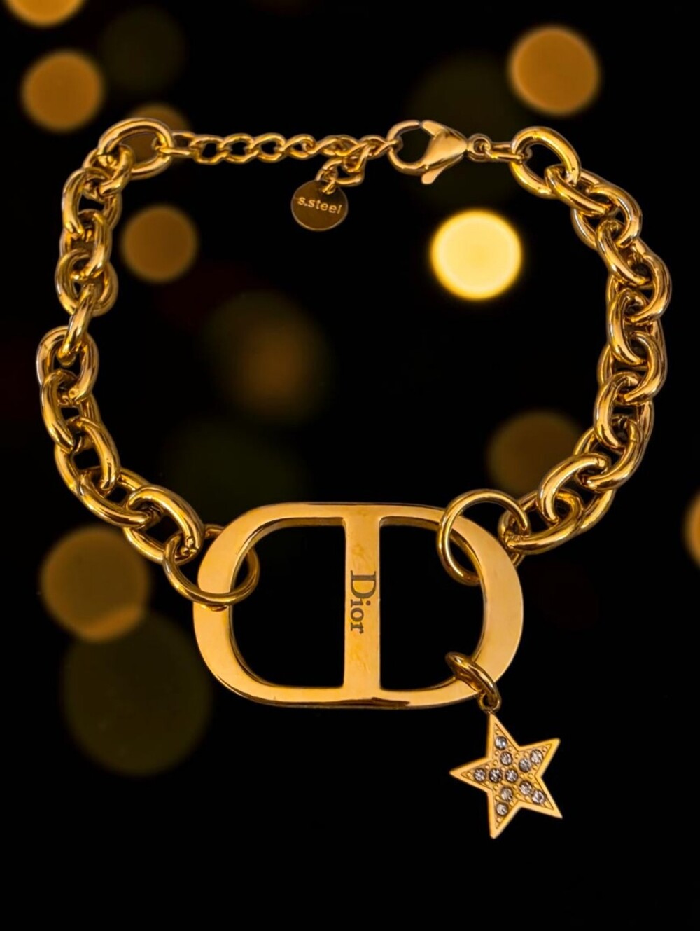 Gold Icon Star Charm Chain Bracelet